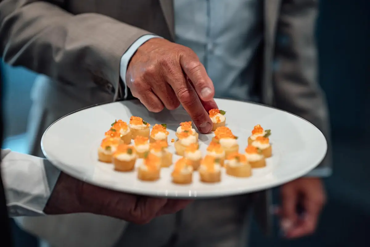 Tray service during a corporate cocktail event