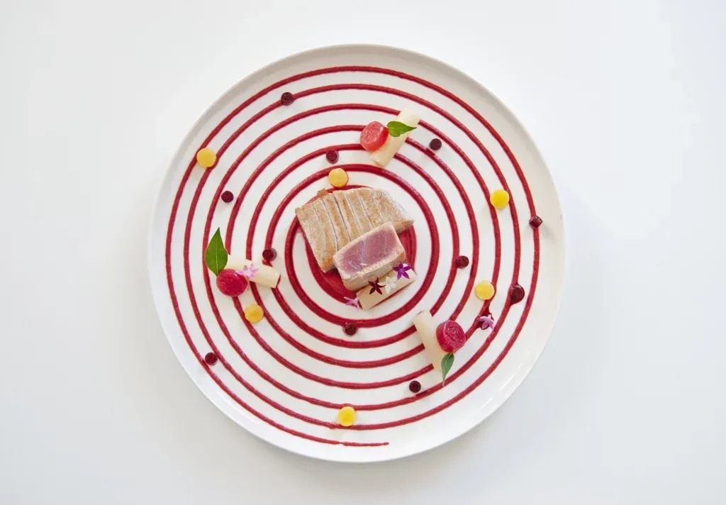 Tuna and beetroot, a plate from a personalised wedding menu
