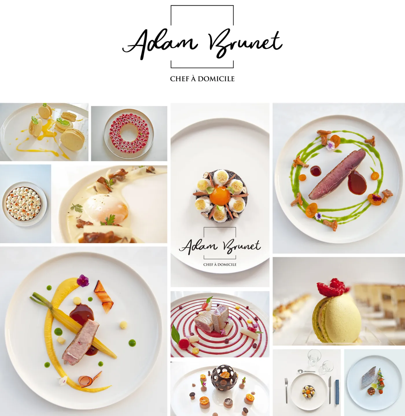 Carte d'un menu de mariage du chef Adam Brunet