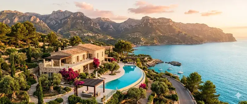 Villa de luxe avec piscine à débordement face à la mer à Majorque